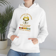 Load image into Gallery viewer, Unisex Heavy Blend Hooded Sweatshirt - Army - Jumping Mustangs w DUI - ABN Basic - 1st Bn 8th Cav w VN
