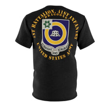 Load image into Gallery viewer, Unisex AOP Cut &amp; Sew Tee - 1st Battalion, 41st Infantry regiment (Pocket Area), 41st Infantry Regiment Unit Crest on Back
