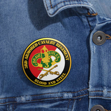 Load image into Gallery viewer, Custom Pin Buttons - Army - 3rd Armored Cavalry Regiment DUI - Red White - Blood and Steel
