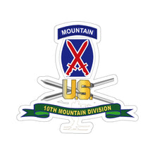 Load image into Gallery viewer, Kiss-Cut Stickers - Army - 10th Mountain Division - SSI w Ski Branch - Ribbon X 300
