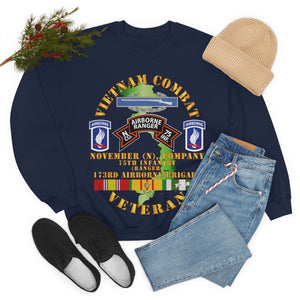 Unisex Heavy Blend Crewneck Sweatshirt - Army - Vietnam Combat Vet - N Co 75th Infantry (Ranger) - 173rd Airborne Bde SSI