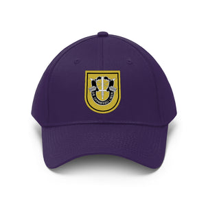 Unisex Twill Hat - 1st Special Forces Group (SFG) (Airborne) Flash with Crest - Direct to Garment (DTG) - Printed