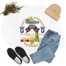 Load image into Gallery viewer, Unisex Heavy Blend Crewneck Sweatshirt - Army - Vietnam Combat Vet - N Co 75th Infantry (Ranger) - 173rd Airborne Bde SSI
