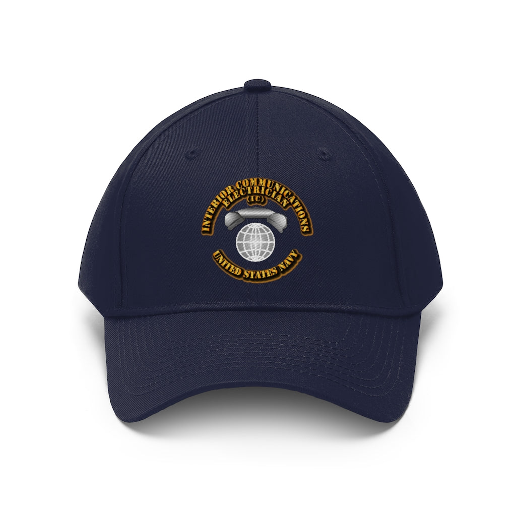 Unisex Twill Hat - Navy - Rate - Navy Interior Communications Electrician - Direct to Garment (DTG) - Printed