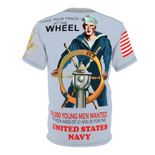 Load image into Gallery viewer, AOP - Navy - Take Your Track at the Wheel - 50, 000 Men Wanted - Usn - American Sailor
