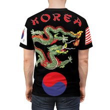 Load image into Gallery viewer, AOP - Black Shirt with Korea Dragon and Flags
