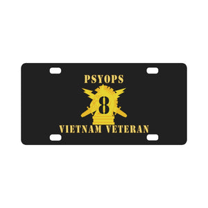 Army - PSYOPS w Branch Insignia - 8th Battalion Numeral - w Vietnam Vet Below X 300 - Hat Classic License Plate