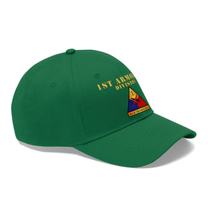 Unisex Twill Hat - 1st Armored Division - Shoulder Sleeve Insignia (SSI) without Text - Direct to Garment (DTG) Printed