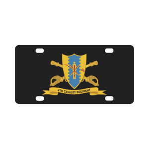 Army - 4th Cavalry Regiment w Br - Ribbon Classic License Plate