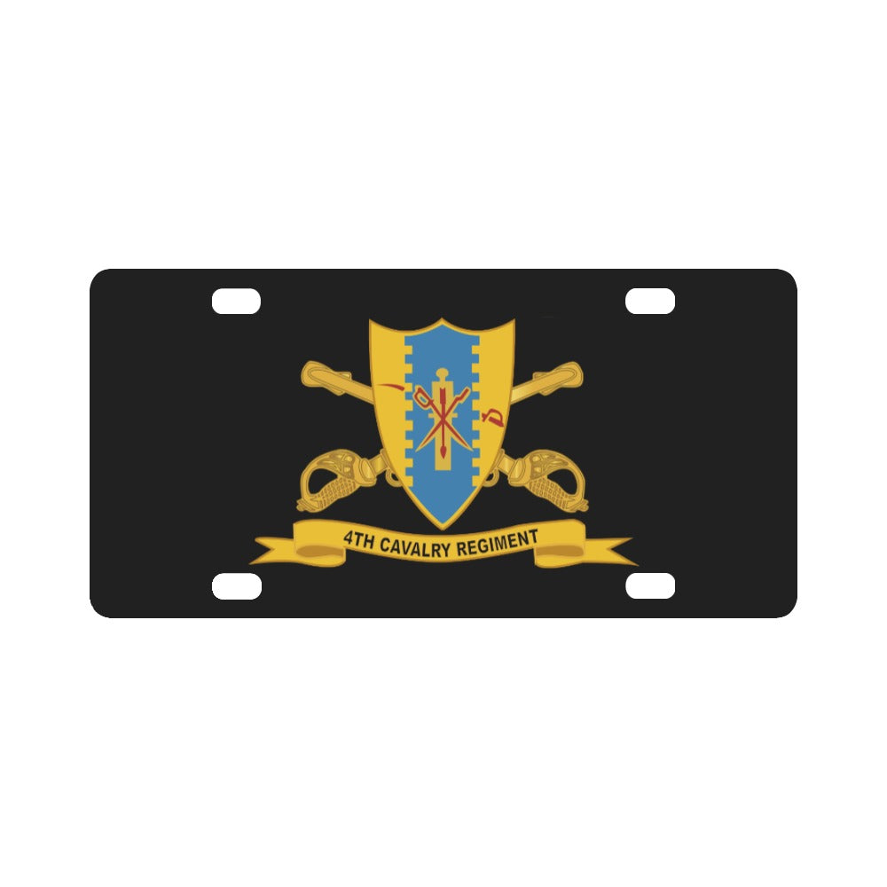 Army - 4th Cavalry Regiment w Br - Ribbon Classic License Plate