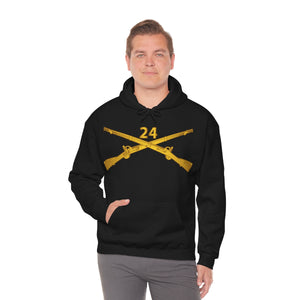 Unisex Heavy Blend Hooded Sweatshirt - Army - 24th Infantry Regiment Branch Wo Txt