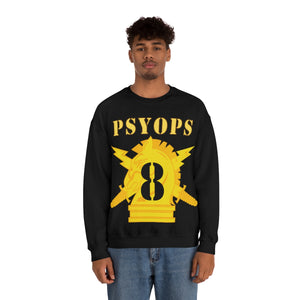 Unisex Heavy Blend Crewneck Sweatshirt - Army - PSYOPS w Branch Insignia - 8th Battalion Numeral - Line X 300 - Hat