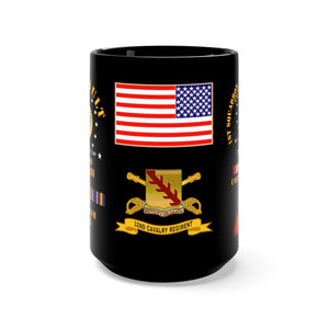 Black Mug 15oz - Army - 1st Squadron, 32nd Cavalry Regiment (Air Assault), Operation Iraqi Freedom with Iraq Service Ribbons