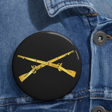 Load image into Gallery viewer, Custom Pin Buttons - Army - Infantry Branch - Crossed Rifles
