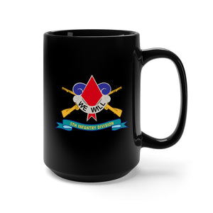 Black Mug 15oz - Army - 5th Infantry Division - DUI w Br - Ribbon X 300