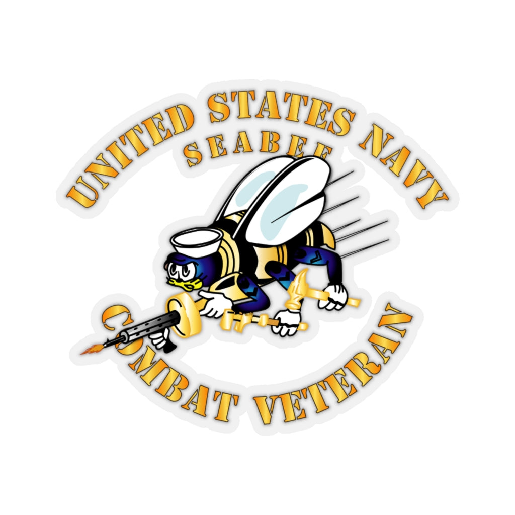 Kiss-Cut Stickers - Navy - Seabee - Combat Veteran - No Shadow