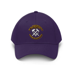 Unisex Twill Hat - Navy - Rate - Navy Hull Maintenance Technician - Direct to Garment (DTG) - Printed