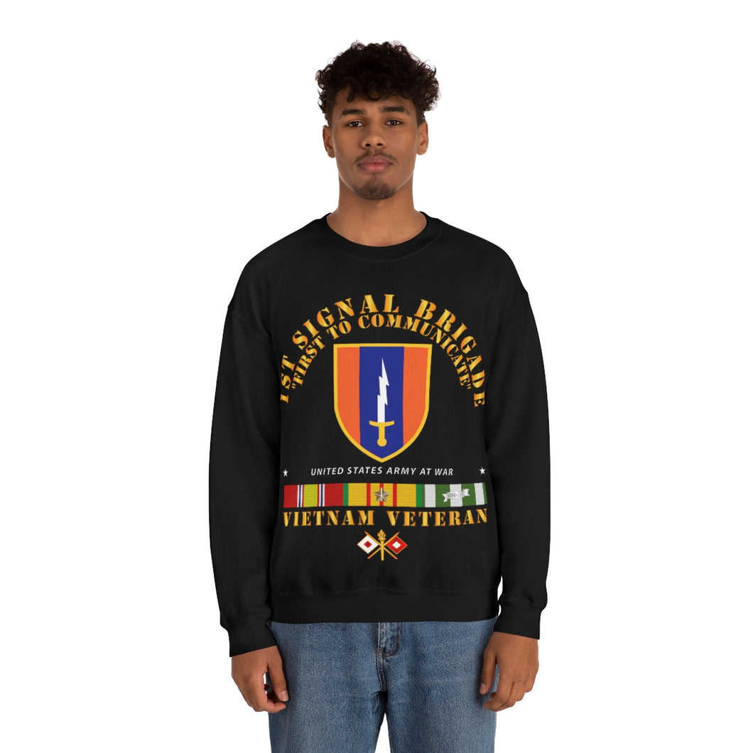 Unisex Heavy Blend Crewneck Sweatshirt - Army - 1st Signal Bde SSI w VN SVC