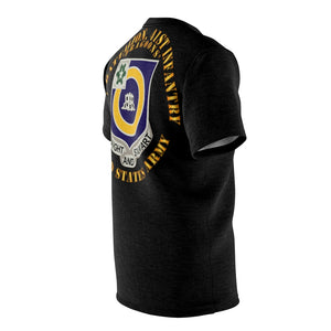 Unisex AOP Cut & Sew Tee - 1st Battalion, 41st Infantry regiment (Pocket Area), 41st Infantry Regiment Unit Crest on Back