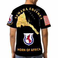 Load image into Gallery viewer, AOP - Army - Kagnew Station with Map Asmara Eritrea - Front /Back - L/R Sleeve T-Shirt
