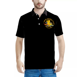 C Troop, 1st-9th Cavalry - Headhunters - Vietnam Vet w 1966-1967 VN SVC (AOP) POLO Neck Shirts Black & White Neck Option