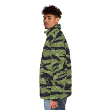 Load image into Gallery viewer, Men&#39;s Puffer Jacket (AOP) - Vietnam Military Tiger Stripe Jungle Camouflage
