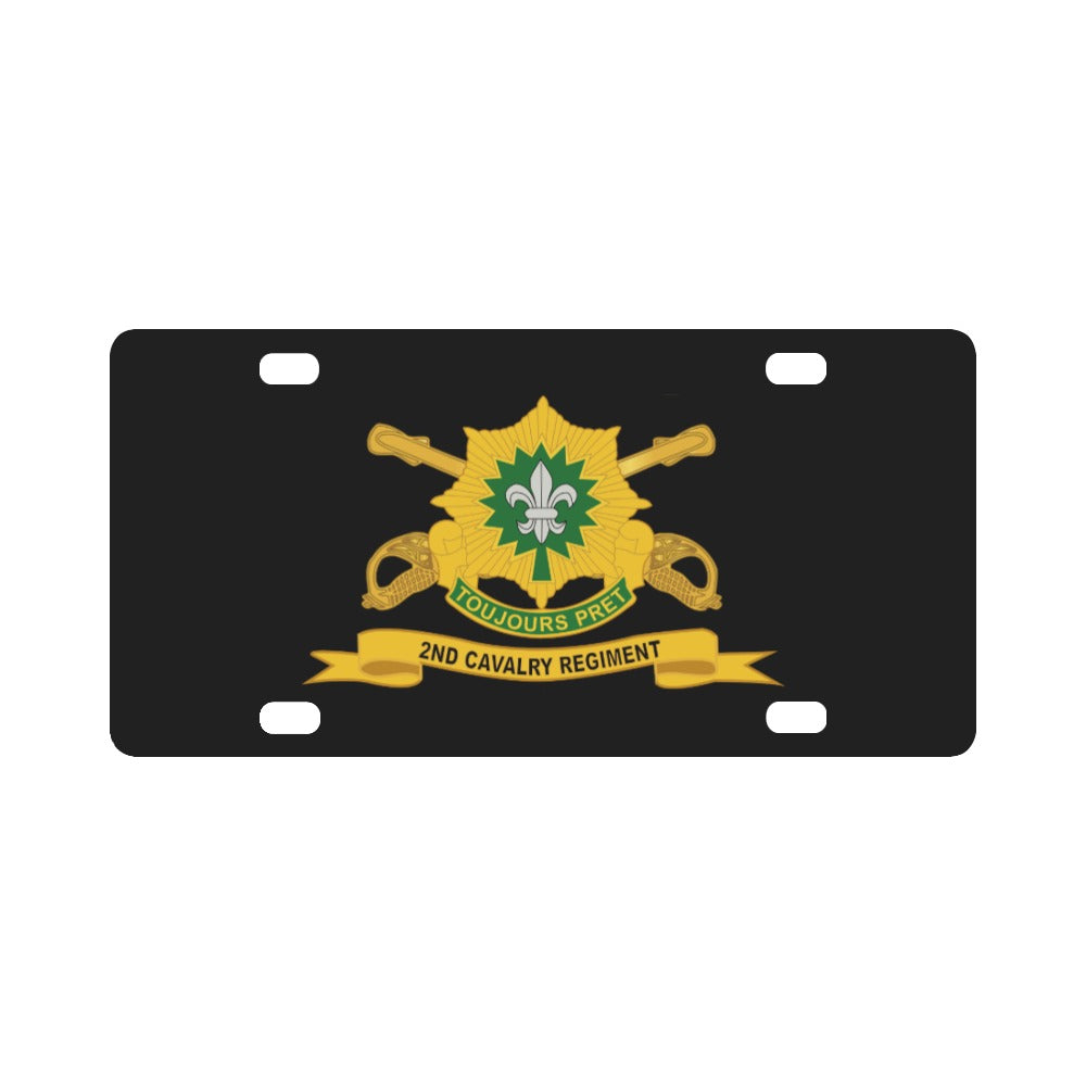 Army - 2nd Cavalry Regiment w Br - Ribbon Classic License Plate