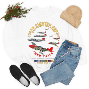 Unisex Heavy Blend Crewneck Sweatshirt - Army - AAC - 332nd Fighter Group - Red Tails - Protect Force