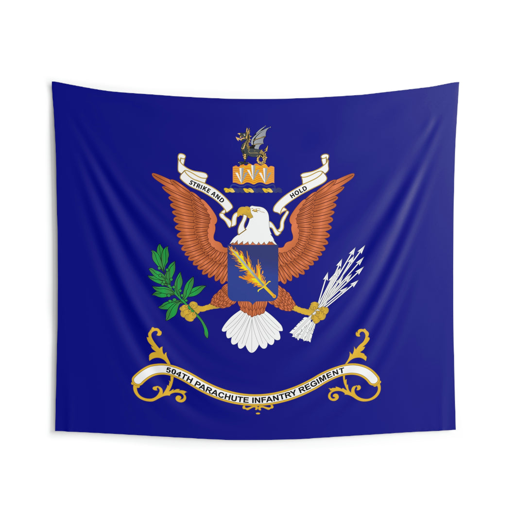 Indoor Wall Tapestries - 504th Parachute Infantry Regiment - STRIKE and HOLD - Regimental Colors Tapestry