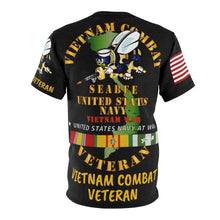 Load image into Gallery viewer, Unisex AOP Cut &amp; Sew Tee - US Navy Seabee - Vietnam Veteran with Bee and Vietnam Service Ribbons
