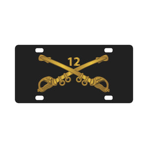 Army - 12th Cavalry Branch wo Txt Classic License Plate