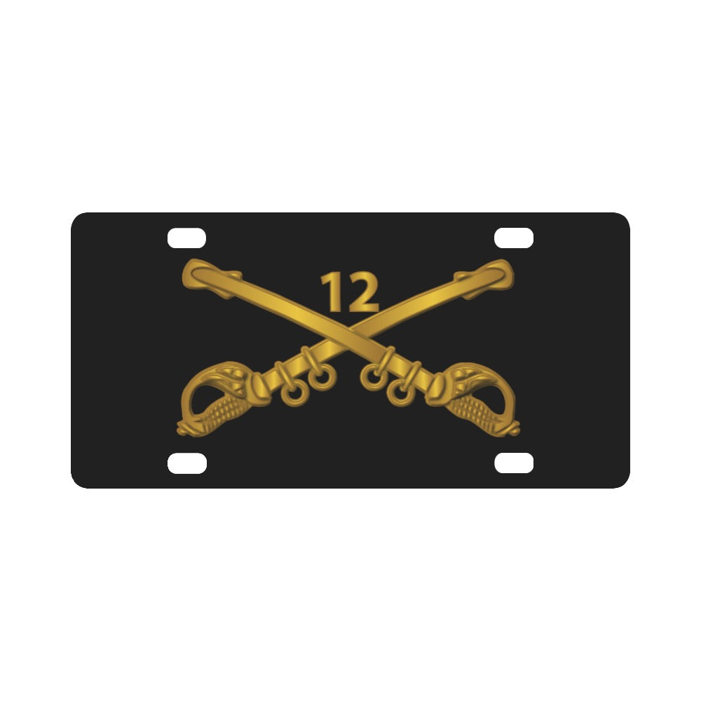 Army - 12th Cavalry Branch wo Txt Classic License Plate