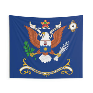 Indoor Wall Tapestries - 4th Battalion, 22nd Infantry Regiment - "Deeds, Not Words" - Regimental Colors Tapestry