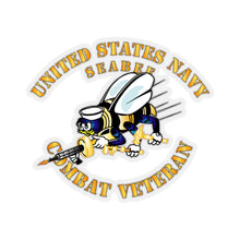 Load image into Gallery viewer, Kiss-Cut Stickers - Navy - Seabee - Combat Veteran - No Shadow
