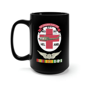 Black Mug 15oz - Army - 57th Medical Company - Original Dustoff - Aviator Badge - Vietnam w VN SVC