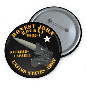 Custom Pin Buttons - Army - Artillery - Honest John Rocket - MGR1