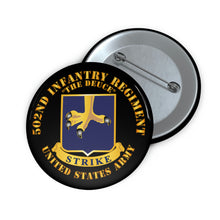 Load image into Gallery viewer, Custom Pin Buttons - Army - 502nd Infantry Regt - DUI - The Deuce
