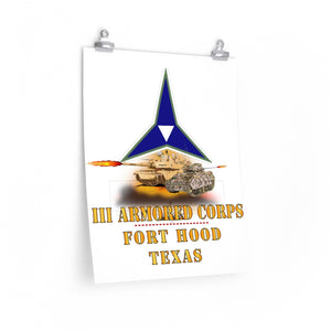 Premium Matte vertical posters - Army - III Armored Corps - M1A1 - M2 Bradely Firing - Fort Hood Texas X 300