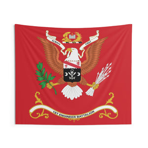 Indoor Wall Tapestries - 1st Engineer Battalion Colors - ALWAYS FIRST - Battalion Colors Tapestry