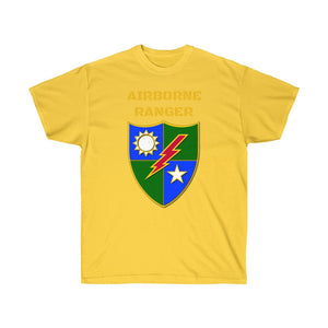 Unisex Ultra Cotton Tee - Airborne Ranger with Crest - Airborne Infantry - Mass Tactical Airborne Operation with Ranger Infantry Branch