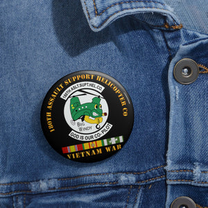 Custom Pin Buttons - Army - 180th ASHC  w VN SVC