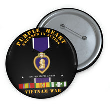 Load image into Gallery viewer, Custom Pin Buttons - Purple Heart - WIA w VN SVC
