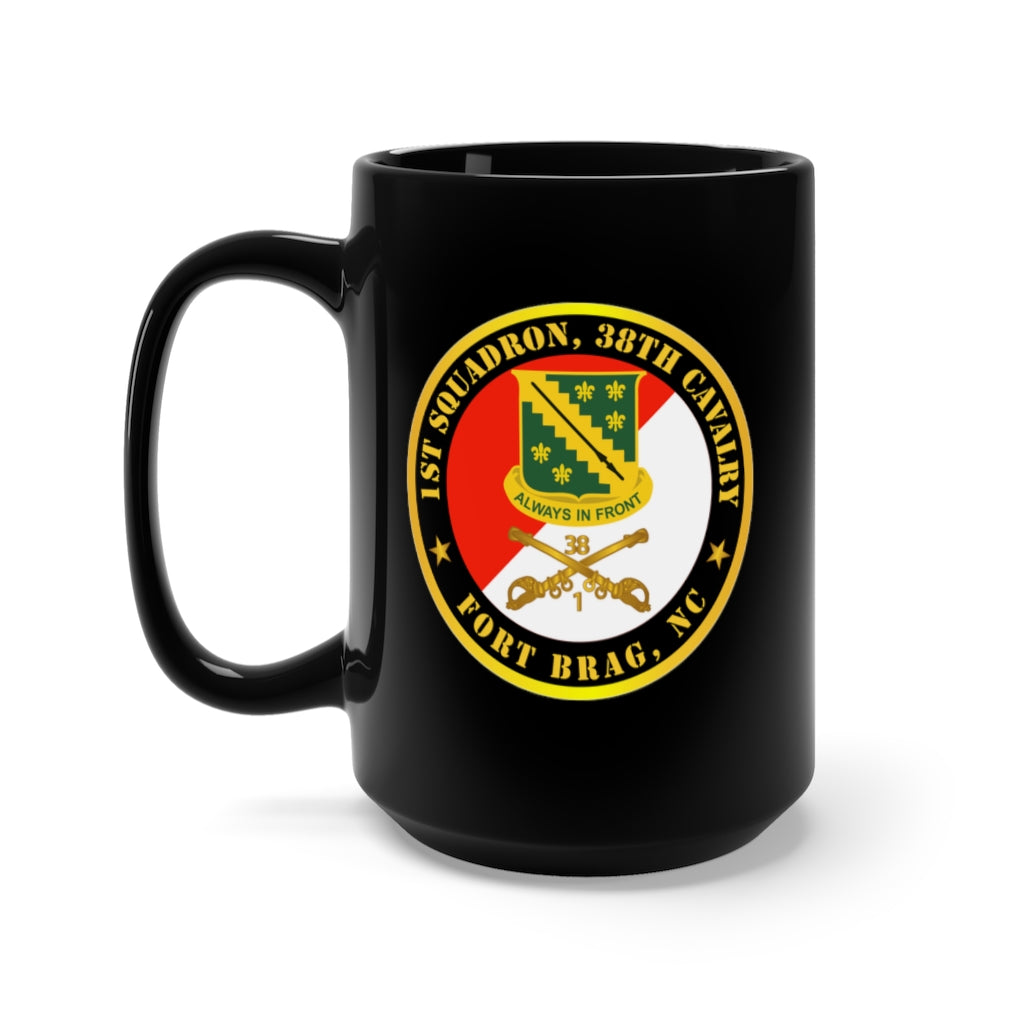 Black Mug 15oz - Army - 1st Squadron, 38th Cavalry - Fort Bragg, NC w DUI - Cav Branch X 300