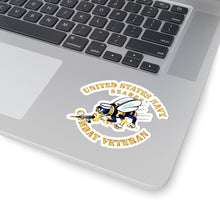 Load image into Gallery viewer, Kiss-Cut Stickers - Navy - Seabee - Combat Veteran - No Shadow
