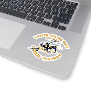 Kiss-Cut Stickers - Navy - Seabee - Combat Veteran - No Shadow