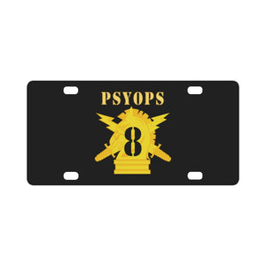 Army - PSYOPS w Branch Insignia - 8th Battalion Numeral - Line X 300 - Hat Classic License Plate