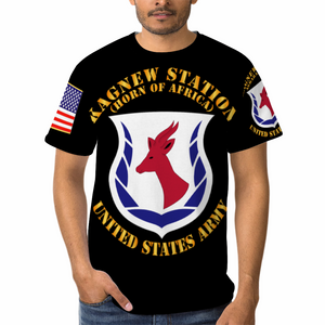 AOP - Army - Kagnew Station with Map Asmara Eritrea - Front /Back - L/R Sleeve T-Shirt