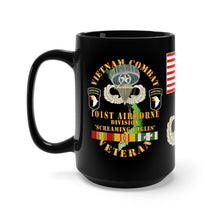 Load image into Gallery viewer, Black Mug 15oz - Army - 101st Airborne Division &quot;Screaming Eagles&quot; - Jumpmaster Airborne Badge with Vietnam Service Ribbons
