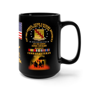 Black Mug 15oz - Army - 1st Squadron, 32nd Cavalry Regiment (Air Assault), Operation Iraqi Freedom with Iraq Service Ribbons