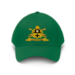 Twill Hat - Army - 5th Cavalry Regiment with Cavalry Branch and Ribbon  - Hat - Direct to Garment (DTG) - Printed